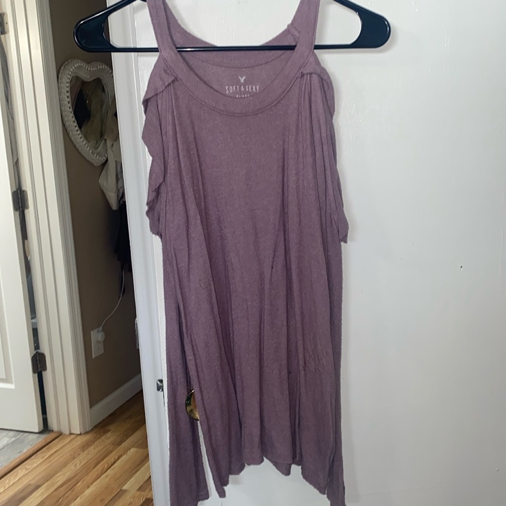 American Eagle purple cold shoulder long sleeve top